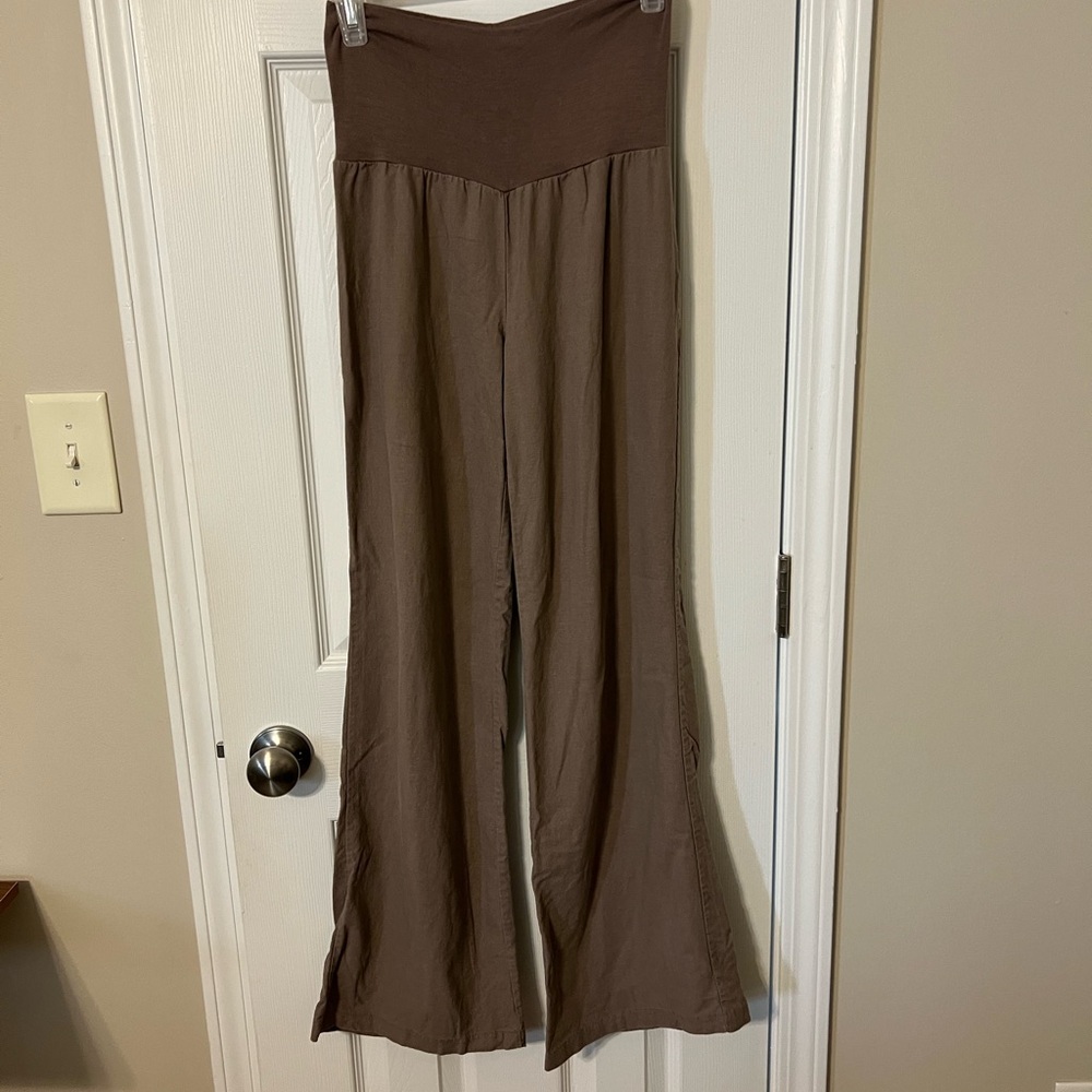 Love Tree Chocolate Wide-Leg Pants